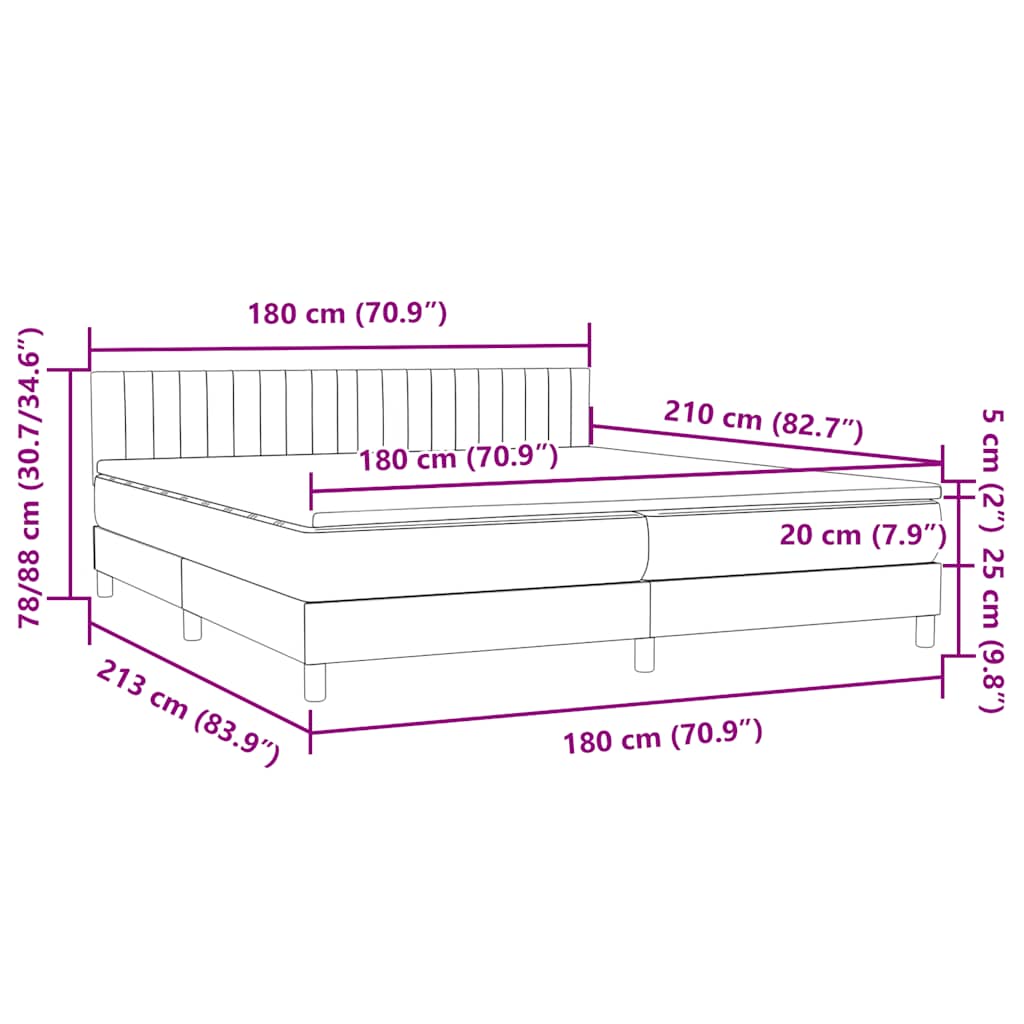 Boxspring met matras fluweel donkergrijs 180x210 cm