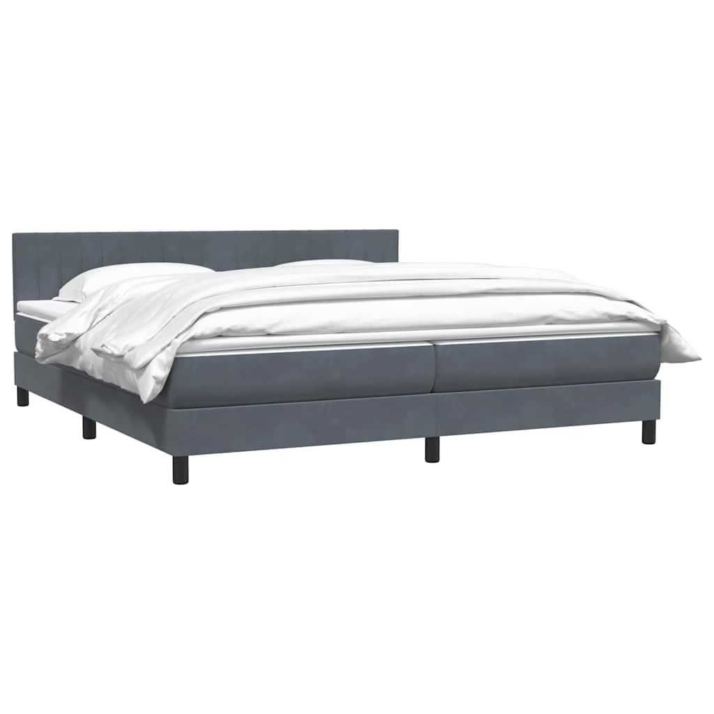 Boxspring met matras fluweel donkergrijs 180x210 cm