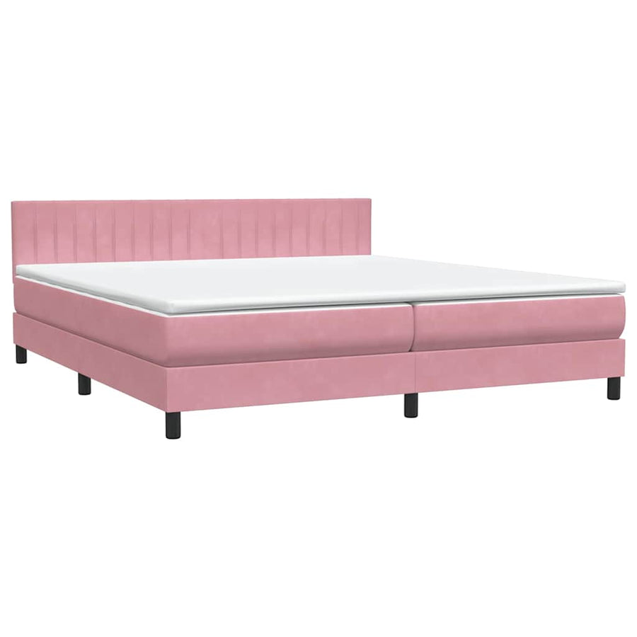 Boxspring met matras fluweel roze 180x210 cm