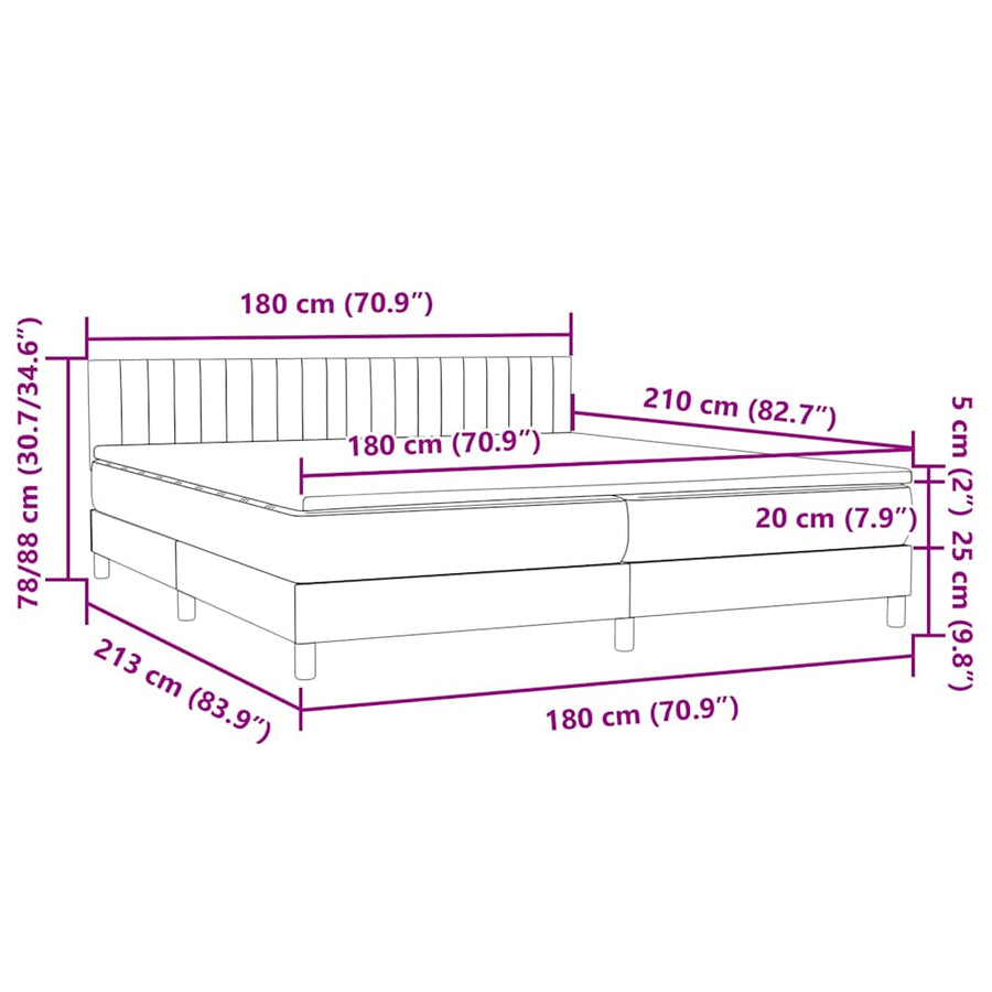 Boxspring met matras fluweel roze 180x210 cm