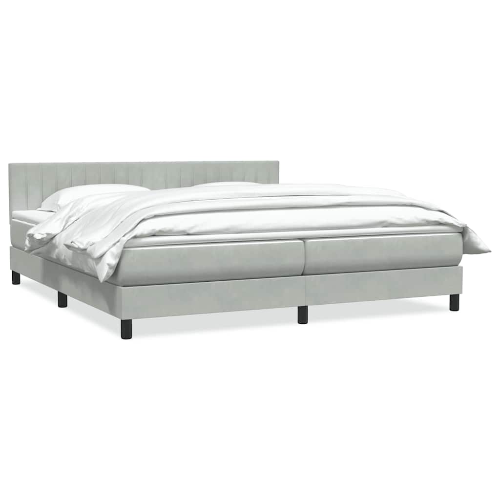 Boxspring met matras fluweel lichtgrijs 200x210 cm