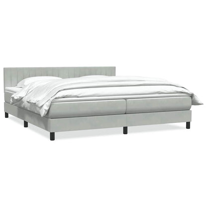 Boxspring met matras fluweel lichtgrijs 200x210 cm