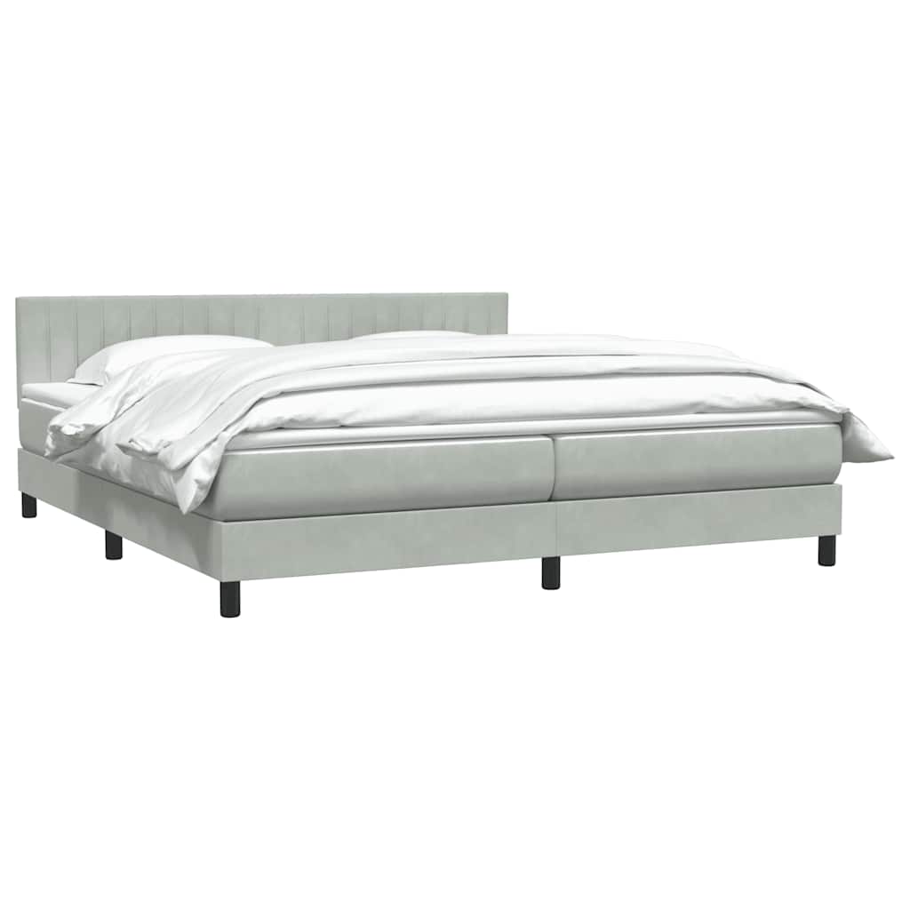 Boxspring met matras fluweel lichtgrijs 200x210 cm