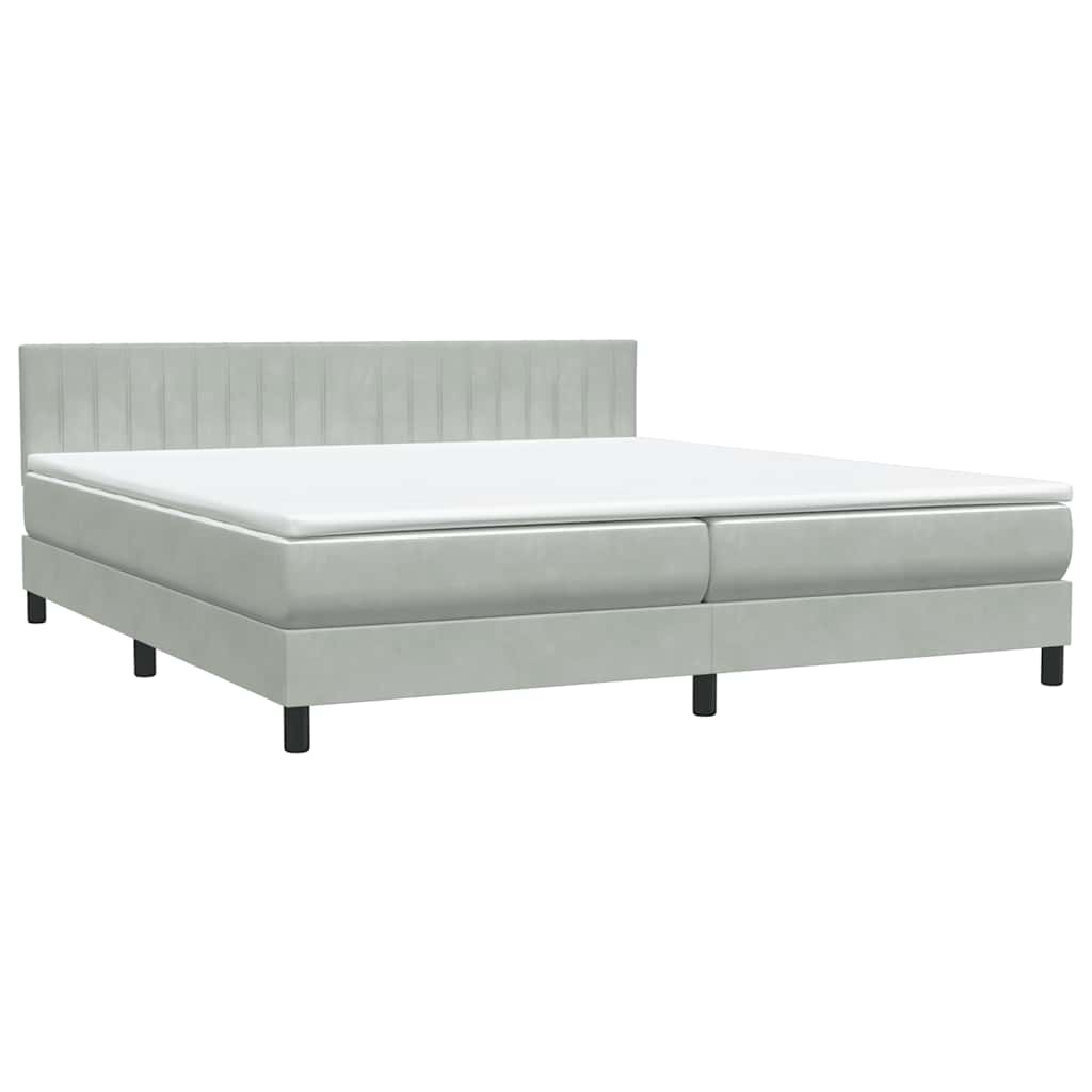 Boxspring met matras fluweel lichtgrijs 200x210 cm