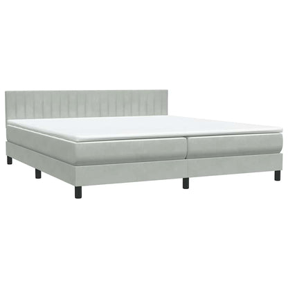 Boxspring met matras fluweel lichtgrijs 200x210 cm