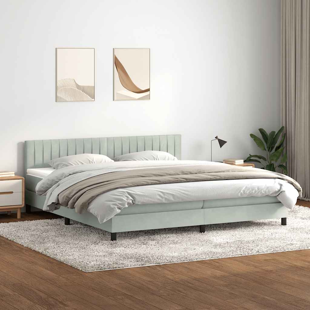 Boxspring met matras fluweel lichtgrijs 200x210 cm