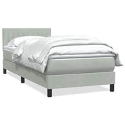 Box spring with mattress velvet light gray 80x220 cm