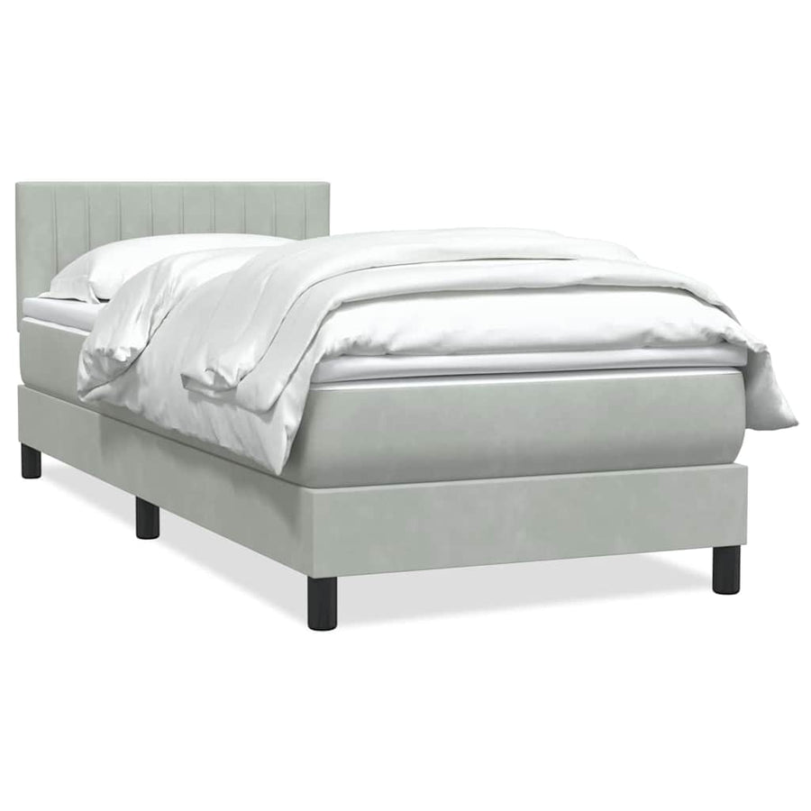 Boxspring met matras fluweel lichtgrijs 80x220 cm