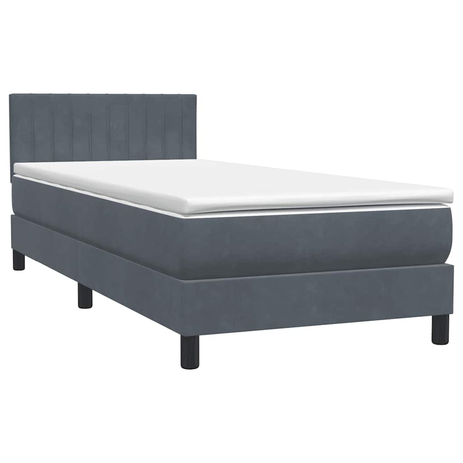 Boxspring met matras fluweel donkergrijs 80x220 cm