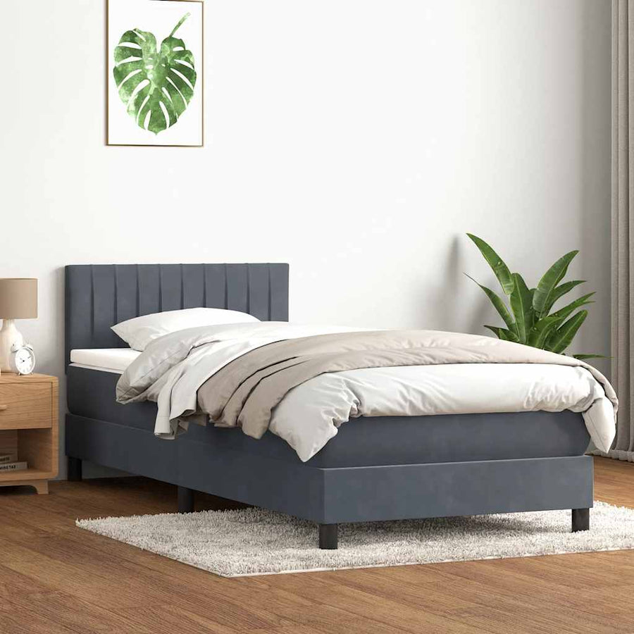 Boxspring met matras fluweel donkergrijs 80x220 cm