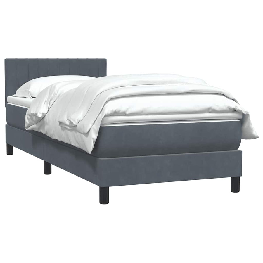Boxspring met matras fluweel donkergrijs 80x220 cm