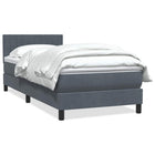 Box spring with velvet mattress dark grey 80x220 cm