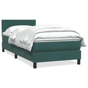 Velvet dark green box spring with mattress 80x220 cm