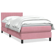 Pink Velvet Boxspring with Mattress 80x220 cm