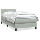 Box spring bed with velvet mattress light gray 90x220 cm