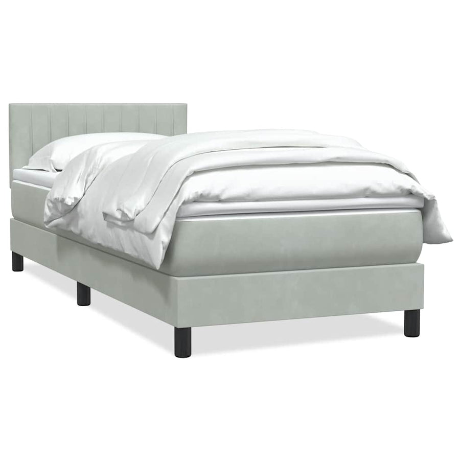 Boxspring met matras fluweel lichtgrijs 90x220 cm