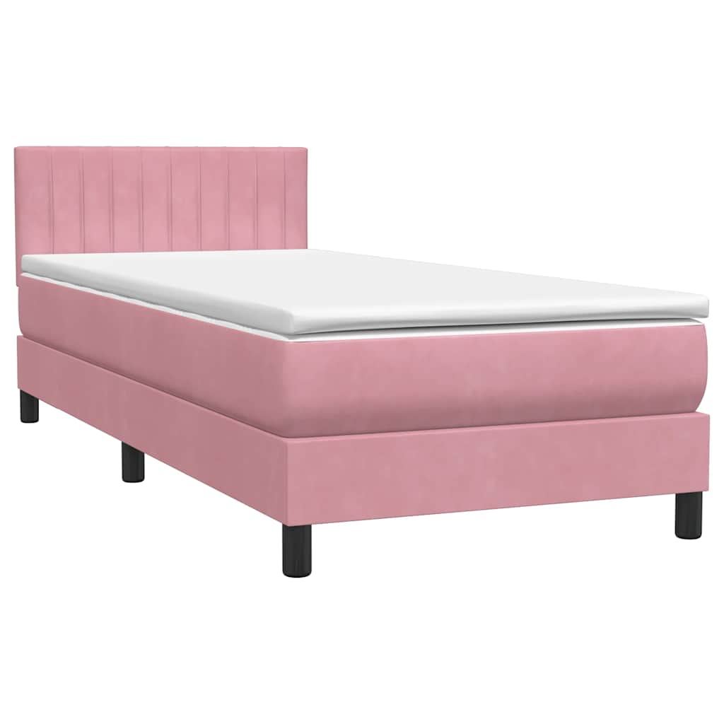 Boxspring met matras fluweel roze 90x220 cm