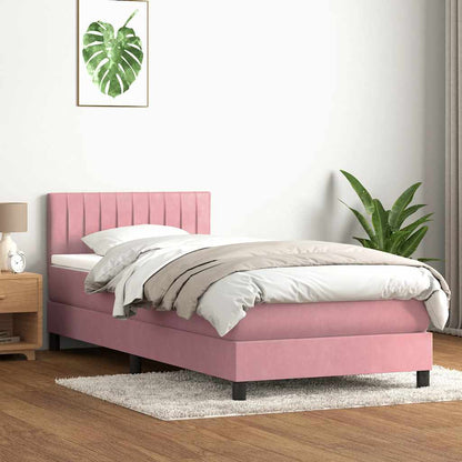 Boxspring met matras fluweel roze 90x220 cm