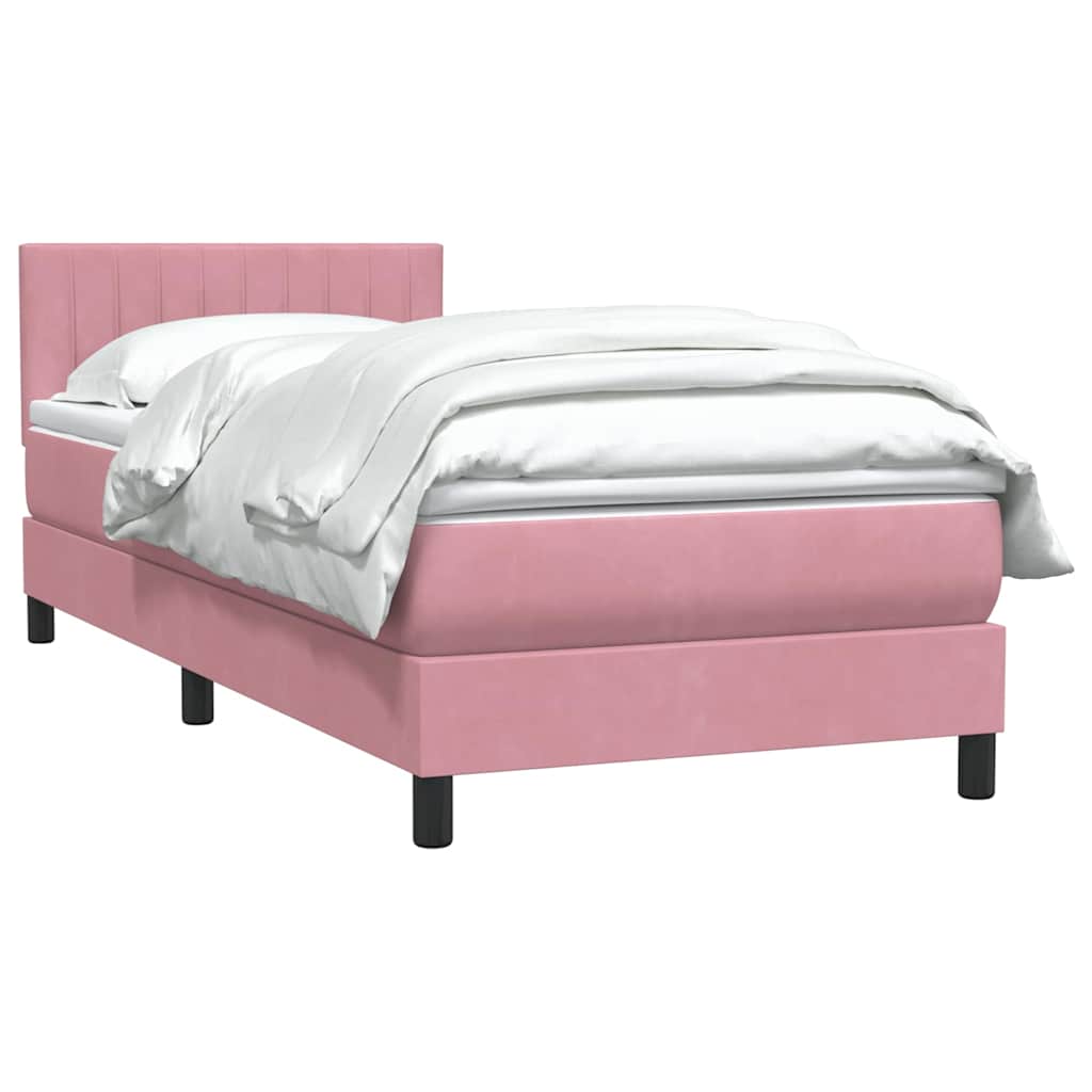 Boxspring met matras fluweel roze 90x220 cm