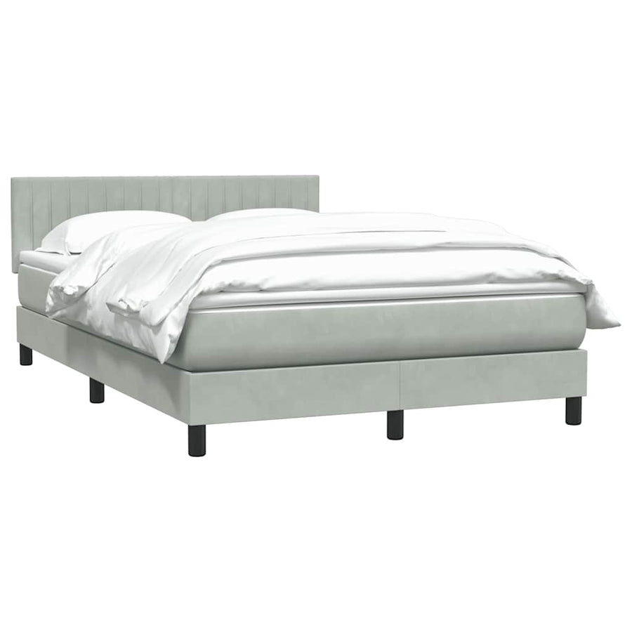 Boxspring met matras fluweel lichtgrijs 160x220 cm