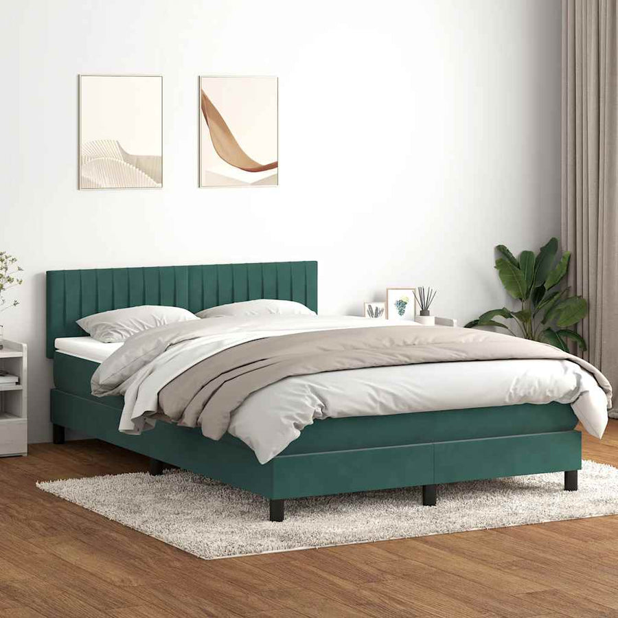 Boxspring met matras fluweel donkergroen 160x220 cm