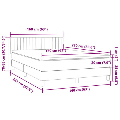 Boxspring met matras fluweel donkergroen 160x220 cm