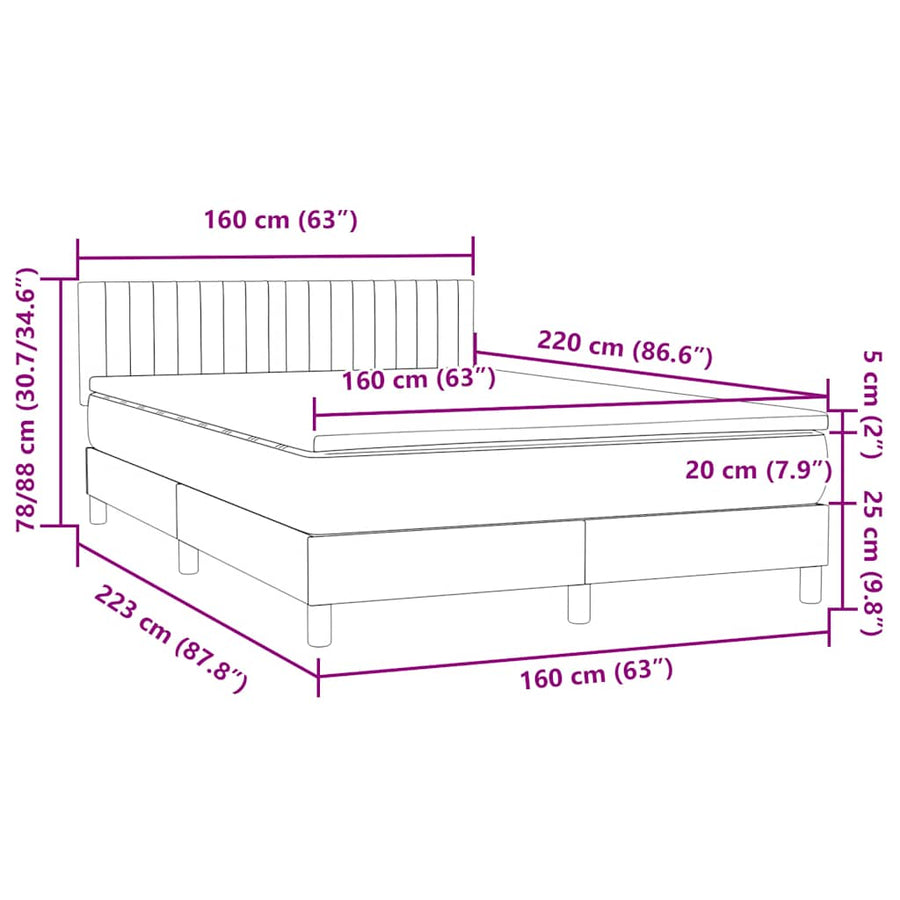 Boxspring met matras fluweel donkergroen 160x220 cm