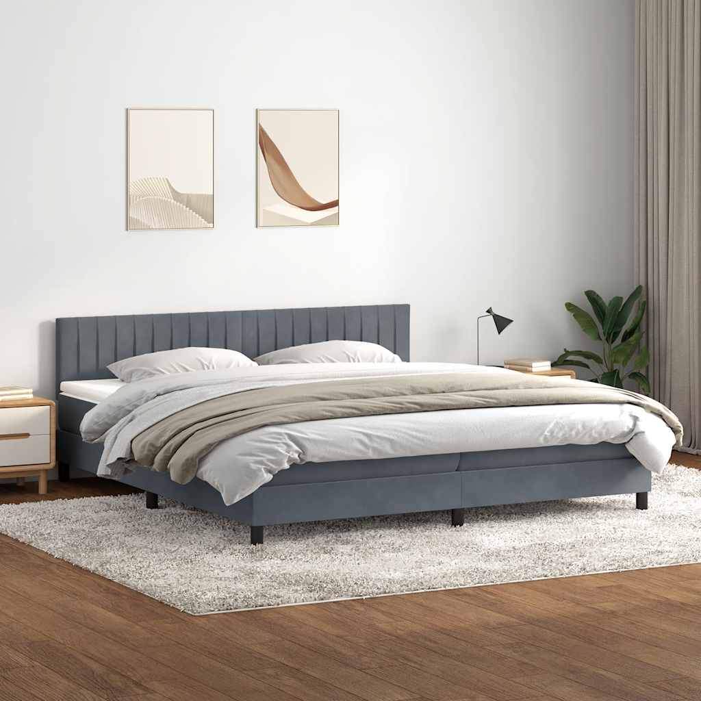 Boxspring met matras fluweel donkergrijs 180x220 cm