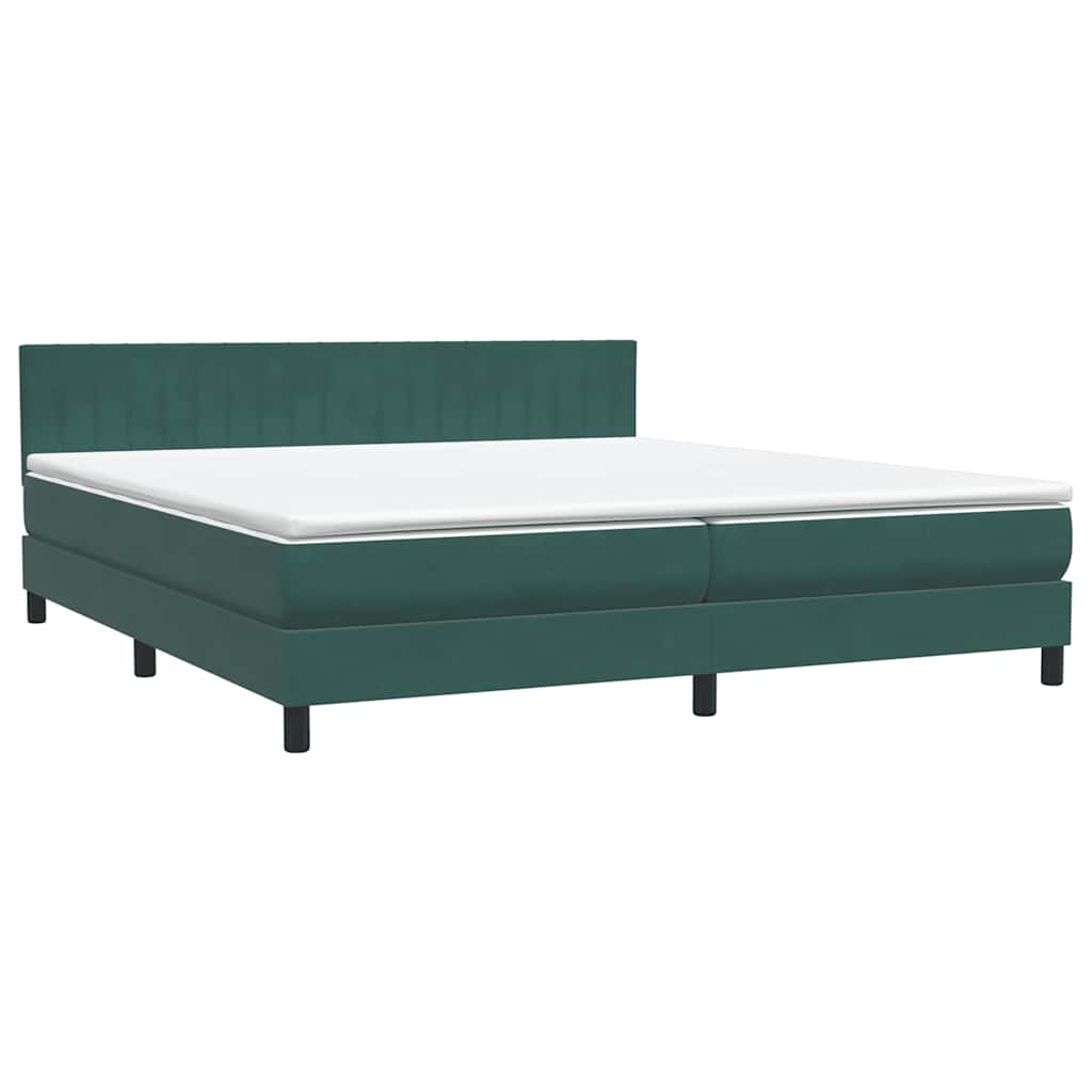 Boxspring met matras fluweel donkergroen 180x220 cm