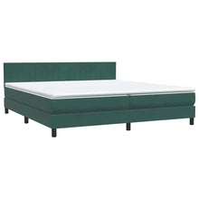 Boxspring met matras fluweel donkergroen 180x220 cm