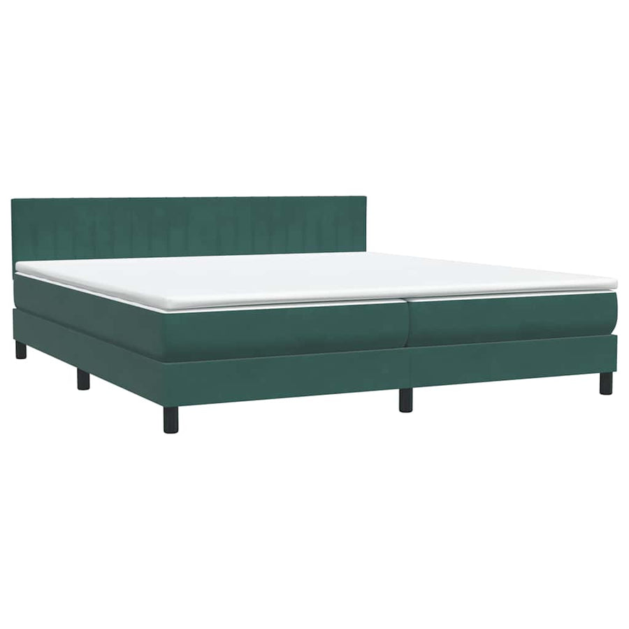 Boxspring met matras fluweel donkergroen 180x220 cm