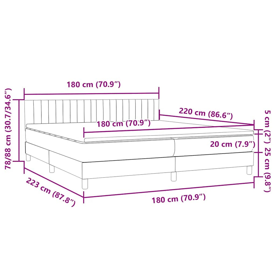 Boxspring met matras fluweel donkergroen 180x220 cm