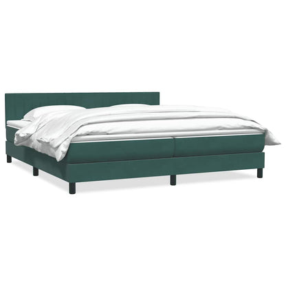 Boxspring met matras fluweel donkergroen 180x220 cm