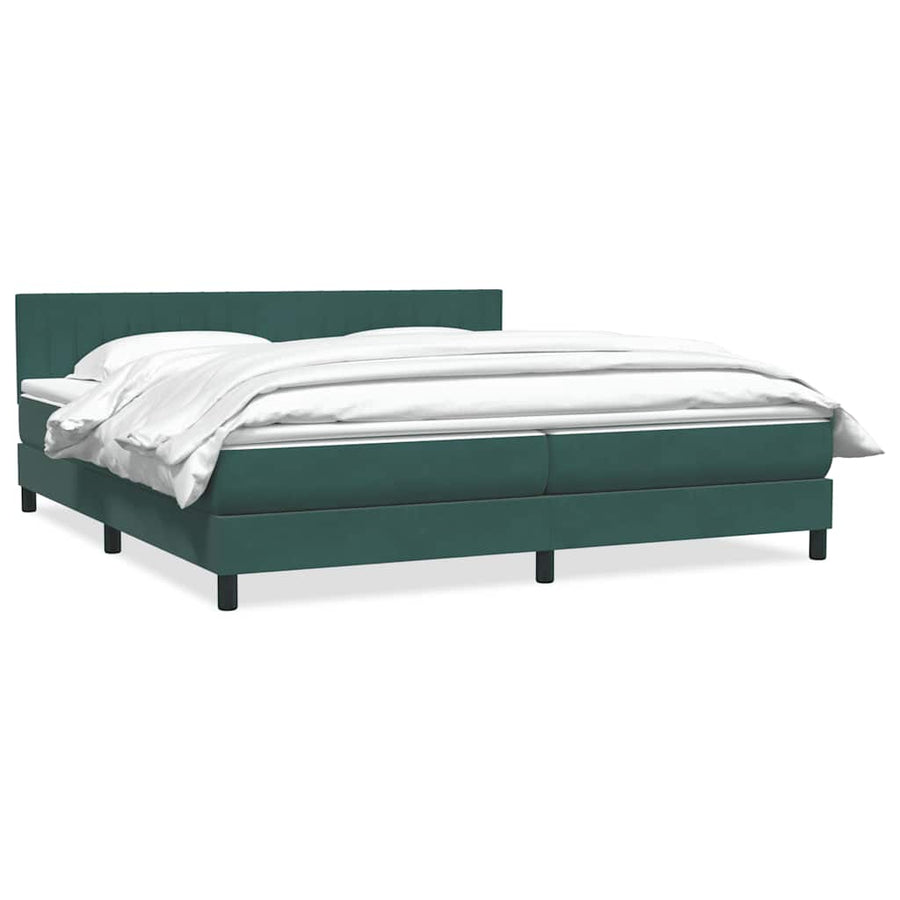 Boxspring met matras fluweel donkergroen 180x220 cm