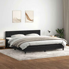 Box spring with velvet mattress black 200x220 cm