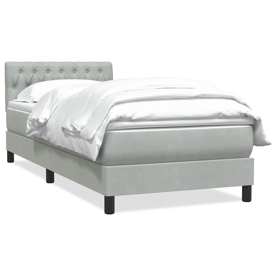 Boxspring met matras fluweel lichtgrijs 80x210 cm