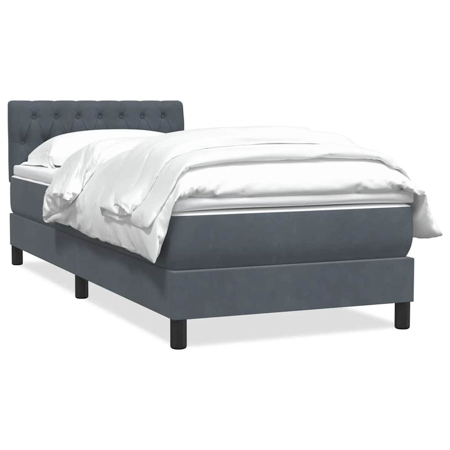 Boxspring met matras fluweel donkergrijs 80x210 cm