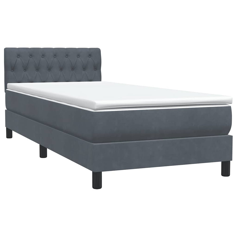 Boxspring met matras fluweel donkergrijs 80x210 cm