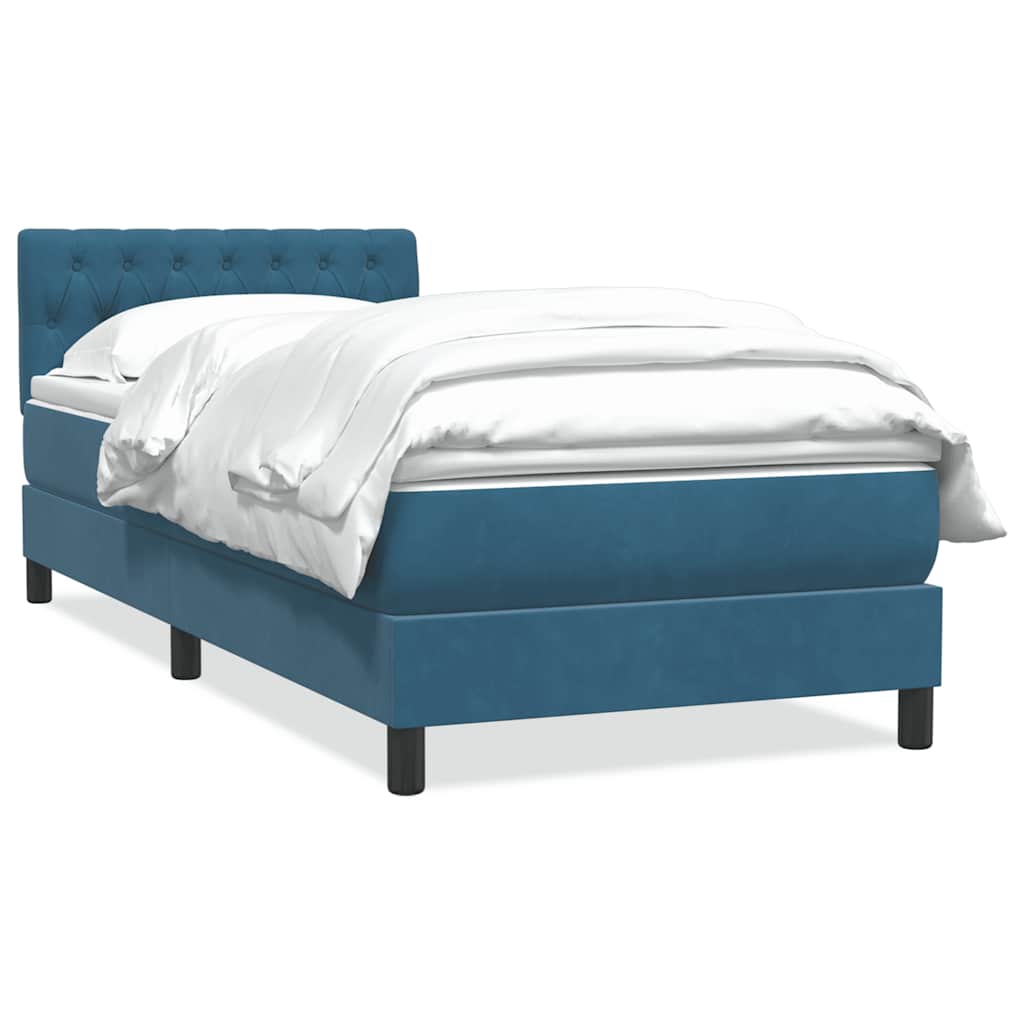 Boxspring met matras fluweel donkerblauw 80x210 cm