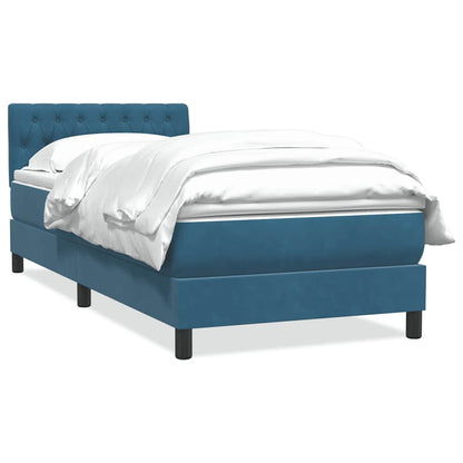Boxspring met matras fluweel donkerblauw 80x210 cm