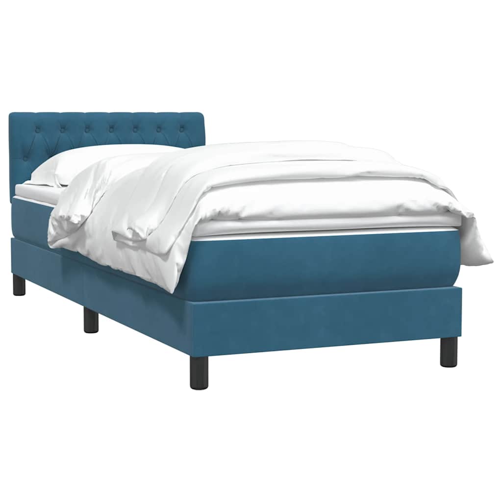 Boxspring met matras fluweel donkerblauw 80x210 cm