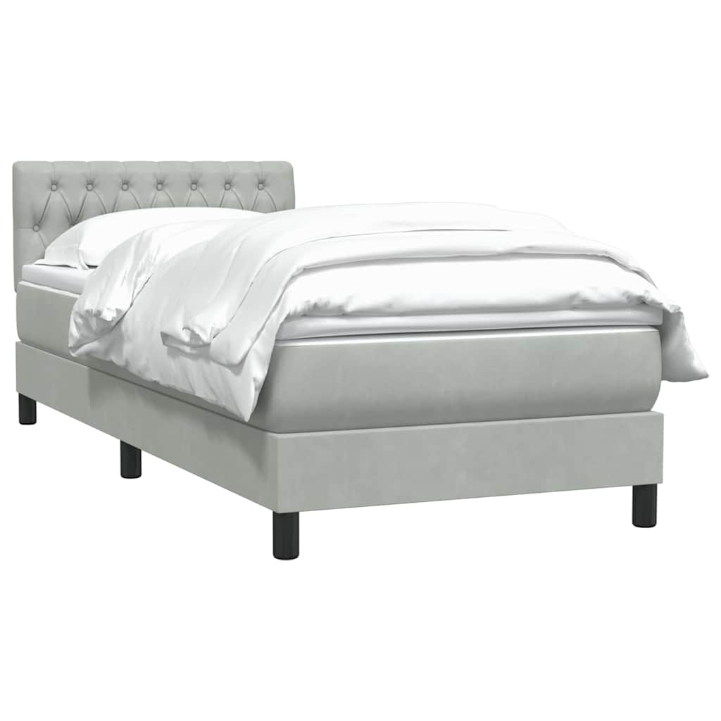 Boxspring met matras fluweel lichtgrijs 90x210 cm