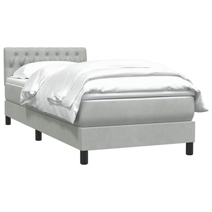 Boxspring met matras fluweel lichtgrijs 90x210 cm