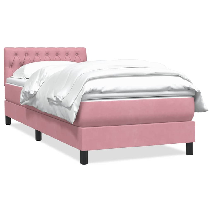 Boxspring met matras fluweel roze 90x210 cm