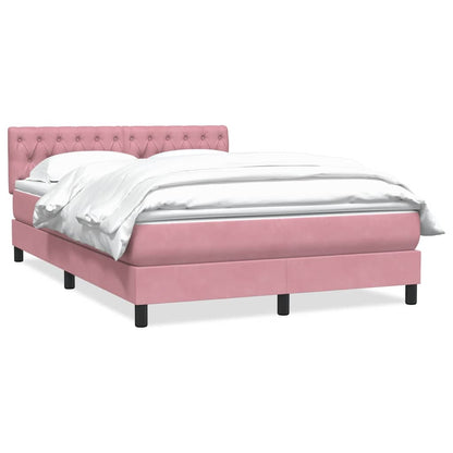 Boxspring met matras fluweel roze 140x210 cm