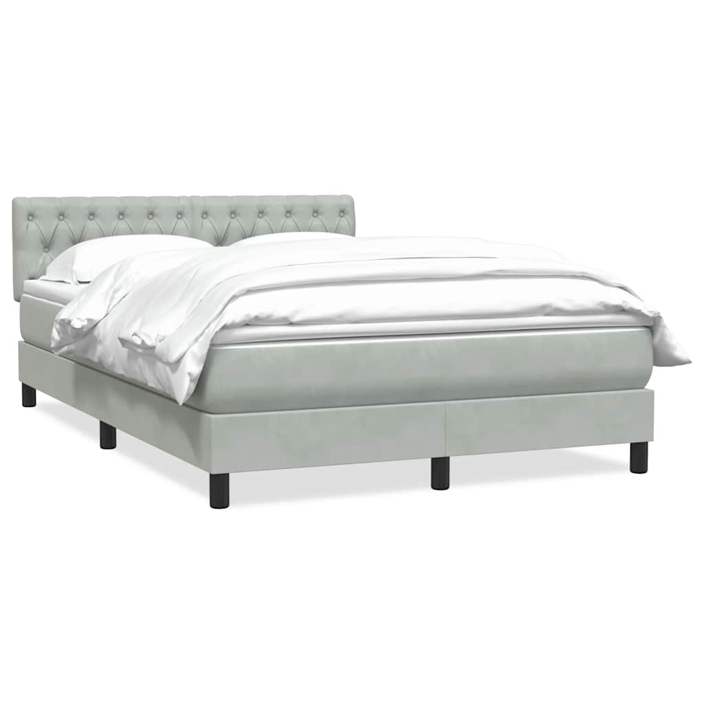 Boxspring met matras fluweel lichtgrijs 160x210 cm