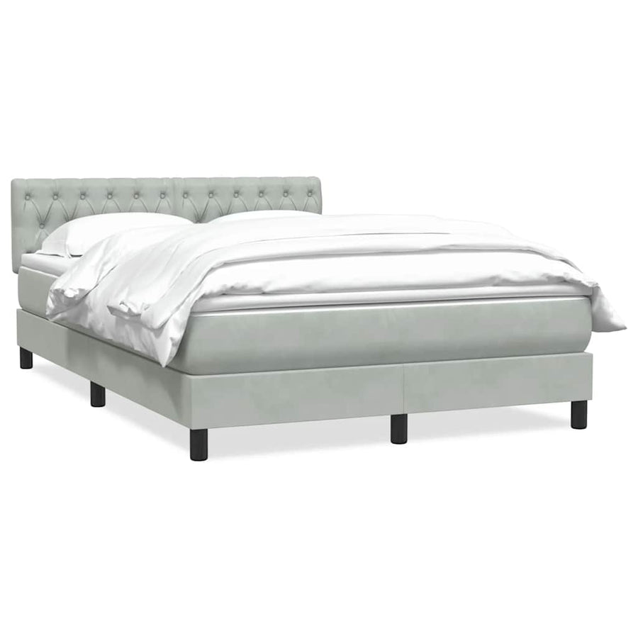 Boxspring met matras fluweel lichtgrijs 160x210 cm