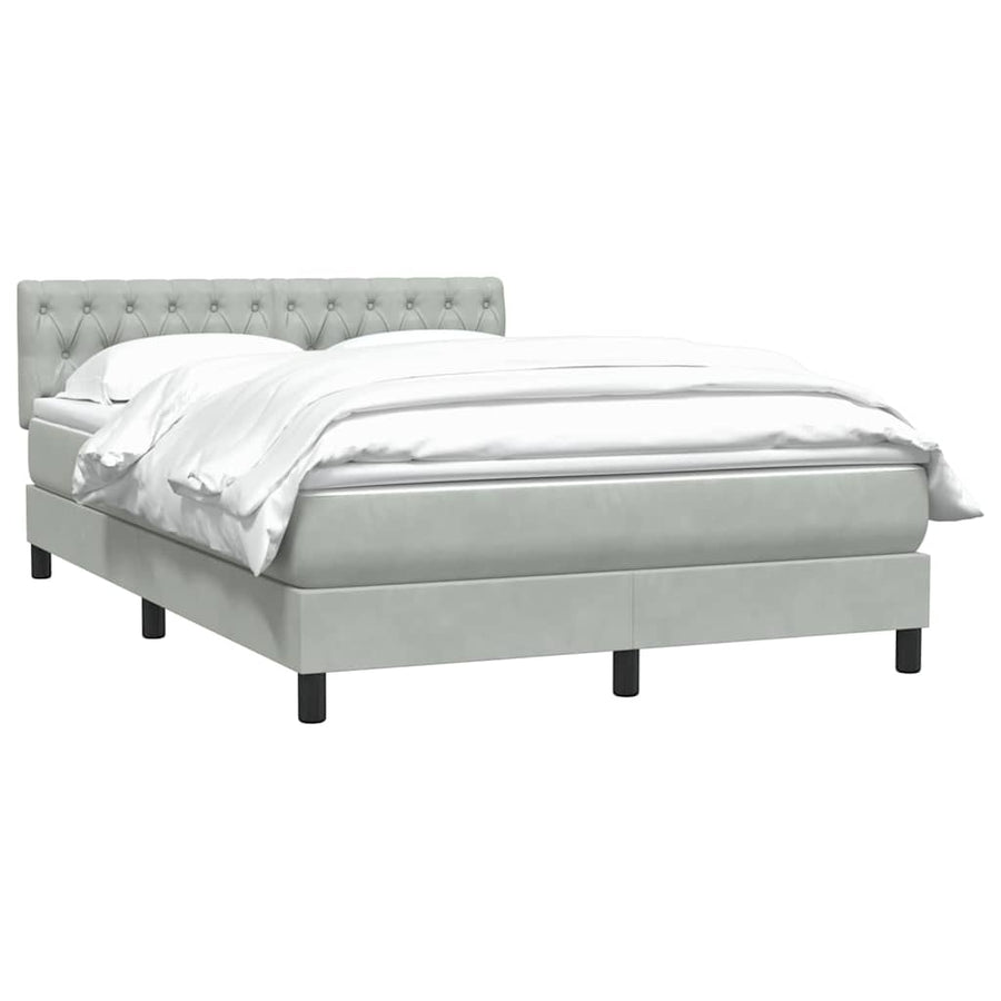 Boxspring met matras fluweel lichtgrijs 160x210 cm