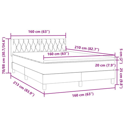Boxspring met matras fluweel lichtgrijs 160x210 cm