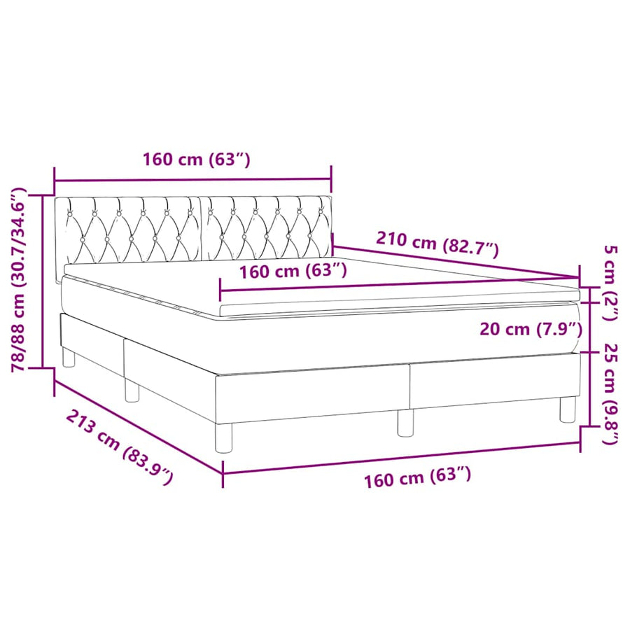 Boxspring met matras fluweel donkergrijs 160x210 cm